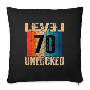 Birthday Happy Birthday Level Unlocked 70 years - Sofa pillowcase 17,3'' x 17,3'' (45 x 45 cm) - black - Front