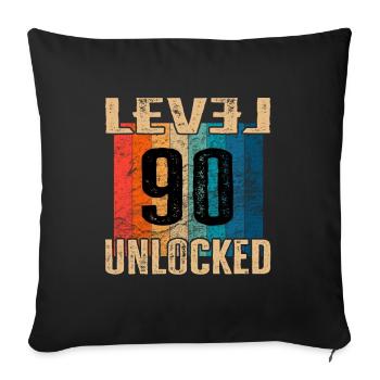 Birthday Happy Birthday Level Unlocked 90 years - Sofa pillowcase 17,3'' x 17,3'' (45 x 45 cm) - black - Front