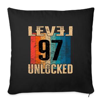 Birthday Happy Birthday Level Unlocked 97 years - Sofa pillowcase 17,3'' x 17,3'' (45 x 45 cm) - black - Front