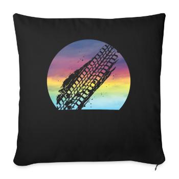 Mudding Retro Sunset Cute Mudding Tire Track ATV - Sofa pillowcase 17,3'' x 17,3'' (45 x 45 cm) - black - Front