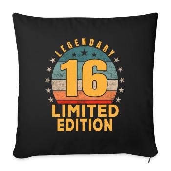 Birthday Legendary 16 Years Limited Edition - Sofa pillowcase 17,3'' x 17,3'' (45 x 45 cm) - black - Front