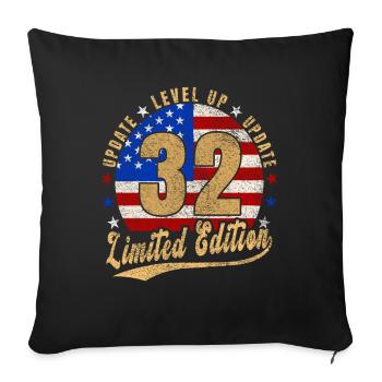 Mise à jour Niveau supérieur 32 ans Édition Limitée États-Unis - Housse de coussin décorative 45 x 45 cm - noir - Devant