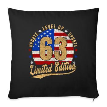 Mise à jour Level Up 63 Ans Édition Limitée USA - Housse de coussin décorative 45 x 45 cm - noir - Devant