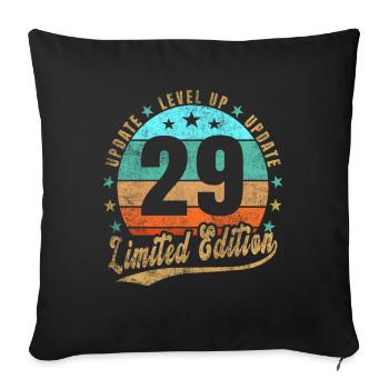 Mise à jour Level Up 29 Ans Édition Limitée Rétro - Housse de coussin décorative 45 x 45 cm - noir - Devant