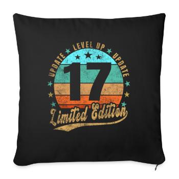 Mise à jour Level Up 17 Ans Édition Limitée Rétro - Housse de coussin décorative 45 x 45 cm - noir - Devant
