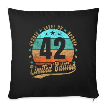 Mise à jour Level Up 42 Ans Édition Limitée Rétro - Housse de coussin décorative 45 x 45 cm - noir - Devant