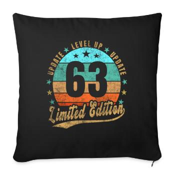Mise à jour Level Up 63 Ans Édition Limitée Rétro - Housse de coussin décorative 45 x 45 cm - noir - Devant