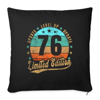 Mise à jour Level Up 76 ans Édition Limitée Rétro - Housse de coussin décorative 45 x 45 cm - noir - Devant