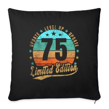 Mise à jour Level Up 75 Ans Édition Limitée Rétro - Housse de coussin décorative 45 x 45 cm - noir - Devant