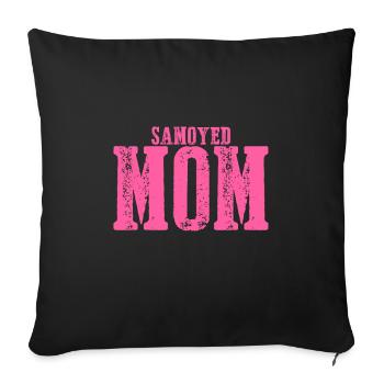 Maman Samoyède chien - Housse de coussin décorative 45 x 45 cm - noir - Devant
