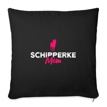 Schipperke maman - Housse de coussin décorative 45 x 45 cm - noir - Devant