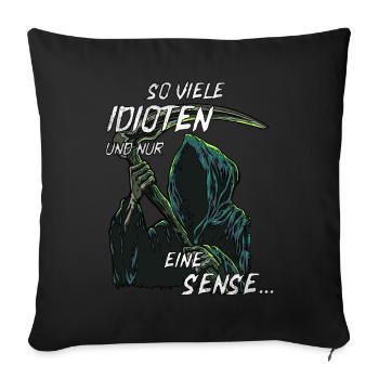 schwarzer Humor, witziges Sensenmann, Geschenk - Sofakissenbezug 45 x 45 cm - Schwarz - Vorne
