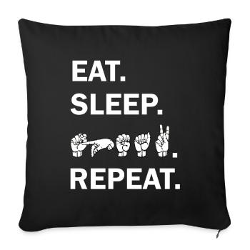 EAT SLEEP SPEAK REPEAT avec Sign Language DGS - Housse de coussin décorative 45 x 45 cm - noir - Devant