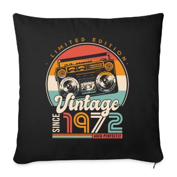 Birthday 51 years retro since 1972 gift - Sofa pillowcase 17,3'' x 17,3'' (45 x 45 cm) - black - Front