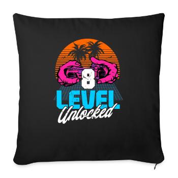 Level 8 Unlocked 8. Geburtstag Gamer 80er retro - Sofakissenbezug 45 x 45 cm - Schwarz - Vorne