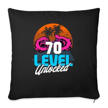 Level 70 Unlocked 70th Birthday Gamer 70s retro - Sofa pillowcase 17,3'' x 17,3'' (45 x 45 cm) - black - Front