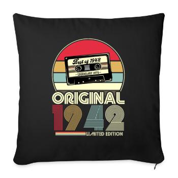 1942 Vintage 80 Anniversaire Rétro - Housse de coussin décorative 45 x 45 cm - noir - Devant