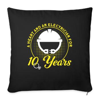 Rose Wedding A Heart and an Electrician Gift - Sofa pillowcase 17,3'' x 17,3'' (45 x 45 cm) - black - Front