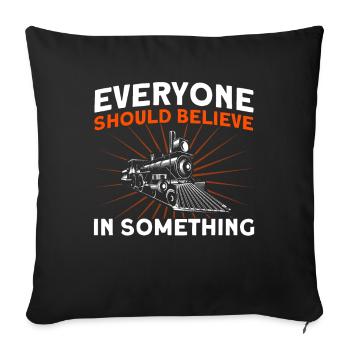 Modellbahn Zug Lokomotiven Geschenk - Sofakissenbezug 45 x 45 cm - Schwarz - Vorne