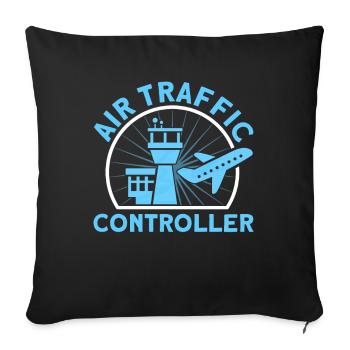 Contrôle de la circulation aérienne Contrôleur de la circulation aérienne Cadeau de l’aéroport - Housse de coussin décorative 45 x 45 cm - noir - Devant