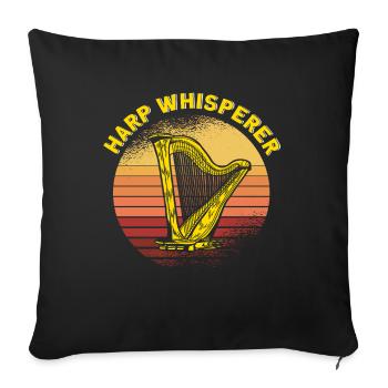 Harpiste Harp Whisperer Cadeau - Housse de coussin décorative 45 x 45 cm - noir - Devant