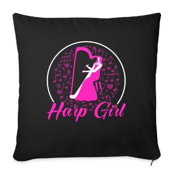 Harpiste Harpiste Joueur De Harpe Professeur Orchestre - Housse de coussin décorative 45 x 45 cm - noir - Devant