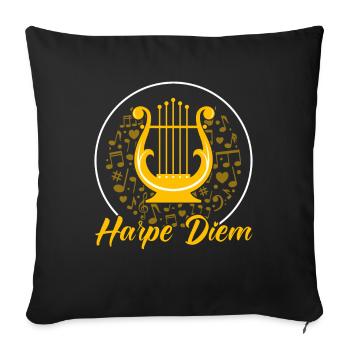 Harpiste Harpiste Joueur De Harpe Professeur Orchestre - Housse de coussin décorative 45 x 45 cm - noir - Devant