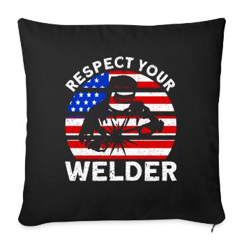 Soudeur SOUDEUR USA Cadeau patriotique - Housse de coussin décorative 45 x 45 cm - noir - Devant