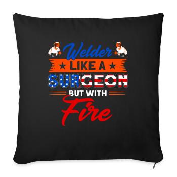 Soudeur SOUDEUR USA Cadeau patriotique - Housse de coussin décorative 45 x 45 cm - noir - Devant
