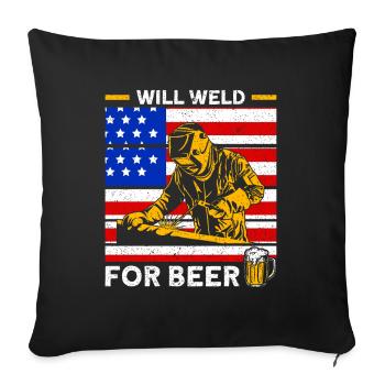 Soudeur SOUDEUR USA Cadeau patriotique - Housse de coussin décorative 45 x 45 cm - noir - Devant