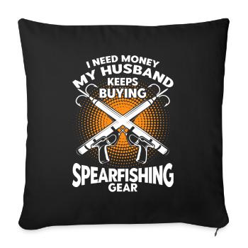Speerfischen Freitaucher Speerfischer Fischer - Sofakissenbezug 45 x 45 cm - Schwarz - Vorne