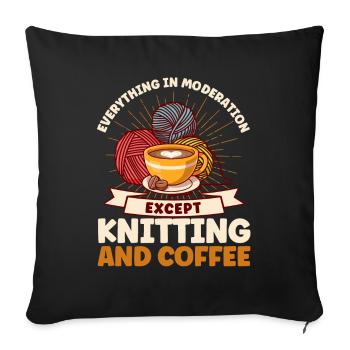 Knitting Yarn Knitting Knitting Fabric Gift - Sofa pillowcase 17,3'' x 17,3'' (45 x 45 cm) - black - Front