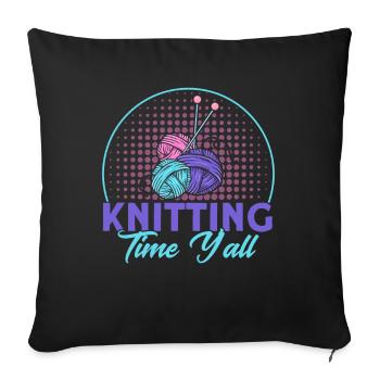 Knitting Yarn Knitting Knitting Fabric Gift - Sofa pillowcase 17,3'' x 17,3'' (45 x 45 cm) - black - Front