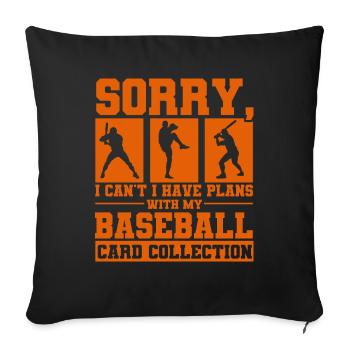 Collectionneurs de cartes de baseball Carte de baseball - Housse de coussin décorative 45 x 45 cm - noir - Devant