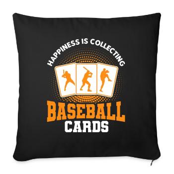 Collection de cartes de sport Cadeau de carte de baseball - Housse de coussin décorative 45 x 45 cm - noir - Devant
