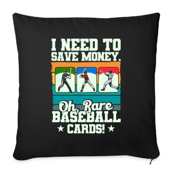Carte de baseball Cadeau de collectionneur de cartes de baseball - Housse de coussin décorative 45 x 45 cm - noir - Devant