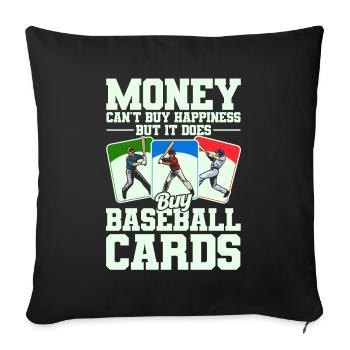 Collection de cartes de sport Collectionneurs de cartes de baseball - Housse de coussin décorative 45 x 45 cm - noir - Devant