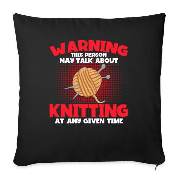 Knitting Yarn Knitting Knitting Fabric Gift - Sofa pillowcase 17,3'' x 17,3'' (45 x 45 cm) - black - Front