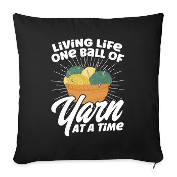 Yarn Knitting Knitting Knitting Fabric Gift - Sofa pillowcase 17,3'' x 17,3'' (45 x 45 cm) - black - Front