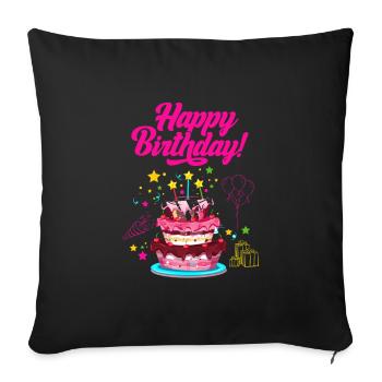 Geburtstag Joyeux anniversaire - Housse de coussin décorative 45 x 45 cm - noir - Devant