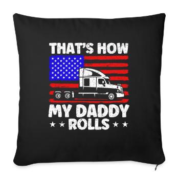 Trucker Semi-Remorque Truck Driver Cadeau - Housse de coussin décorative 45 x 45 cm - noir - Devant