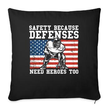 Football américain Joueur de football américain Footba - Housse de coussin décorative 45 x 45 cm - noir - Devant