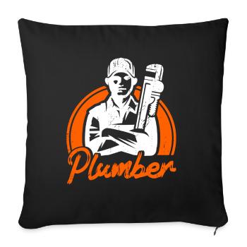 Robinetterie sanitaire commerciale Plombiers - Housse de coussin décorative 45 x 45 cm - noir - Devant