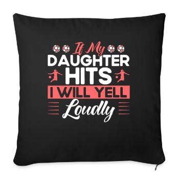 Football Mère Sports Fan Cadeau - Housse de coussin décorative 45 x 45 cm - noir - Devant