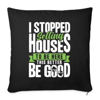 Maison immobilière Vendre Agent immobilier Cadeau - Housse de coussin décorative 45 x 45 cm - noir - Devant