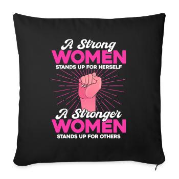 Feminist gender equality F - Sofa pillowcase 17,3'' x 17,3'' (45 x 45 cm) - black - Front