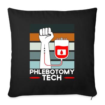 Phlébotomie Échantillon de sang Phlébotomiste Tech Cadeau - Housse de coussin décorative 45 x 45 cm - noir - Devant