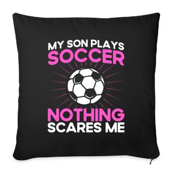 Cadeau de football de fan de sport de mère - Housse de coussin décorative 45 x 45 cm - noir - Devant
