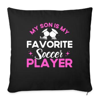 Football Mama Mother Son Cadeau - Housse de coussin décorative 45 x 45 cm - noir - Devant