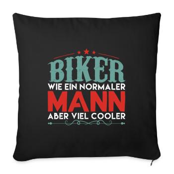 Old School Biker Chopper Motorradfahrer - Sofakissenbezug 45 x 45 cm - Schwarz - Vorne